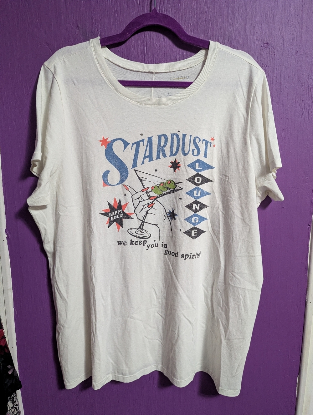 Torrid Classic Fit White STARDUST LOUNGE Graphic Tee 2X 18 20